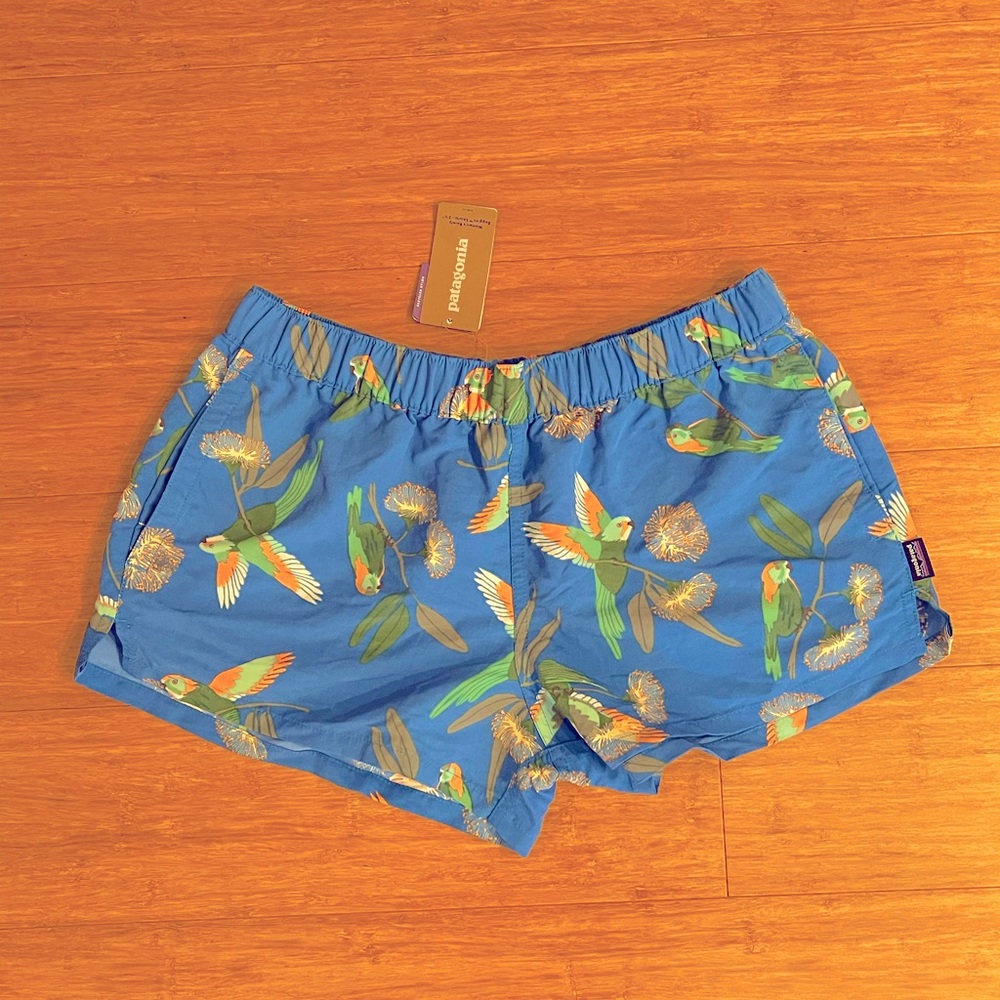 PATAGONIA Women’s 2.5” Baggies Shorts, Port Blue Parrots, S